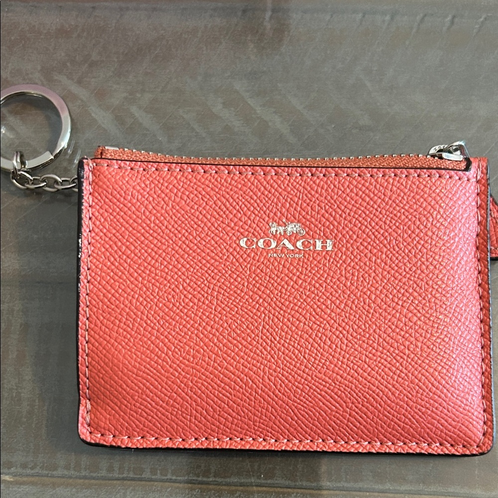 Coach Coral coloured Leather Keychain Wallet